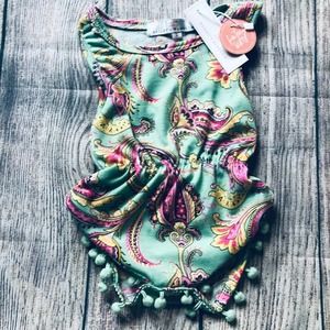 Paisley Pom Pom Romper